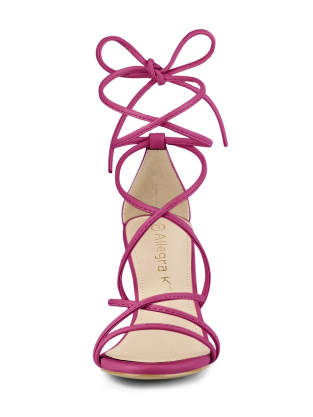 Allegra K Womens Magenta Pink Strappy Lace Up Block Heel Sandals Size 10 New